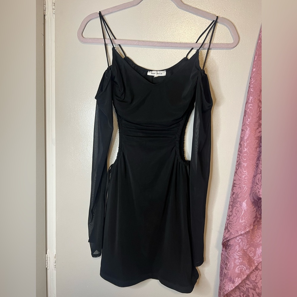 Bear Dance - Black Long Sleeve Mini Dress